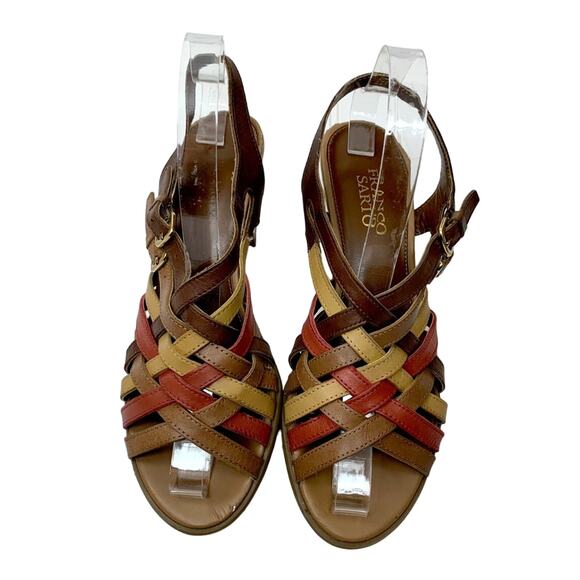 Franco Sarto Leather Beverly Tan Orange Block Heel Sandals Women's Size 7 - Picture 9 of 9